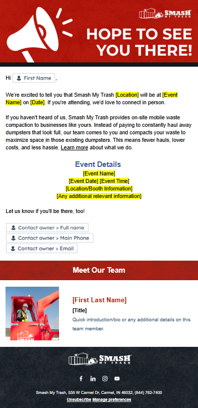 Pre-Event Email